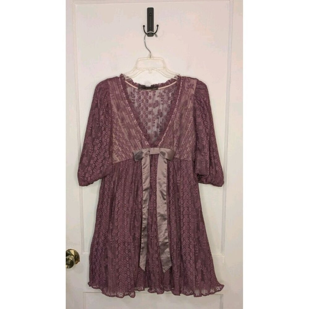 Kimchi Blue x Urban Outfitters - Margeret Lace Bow Babydoll Mini Dress Sz L